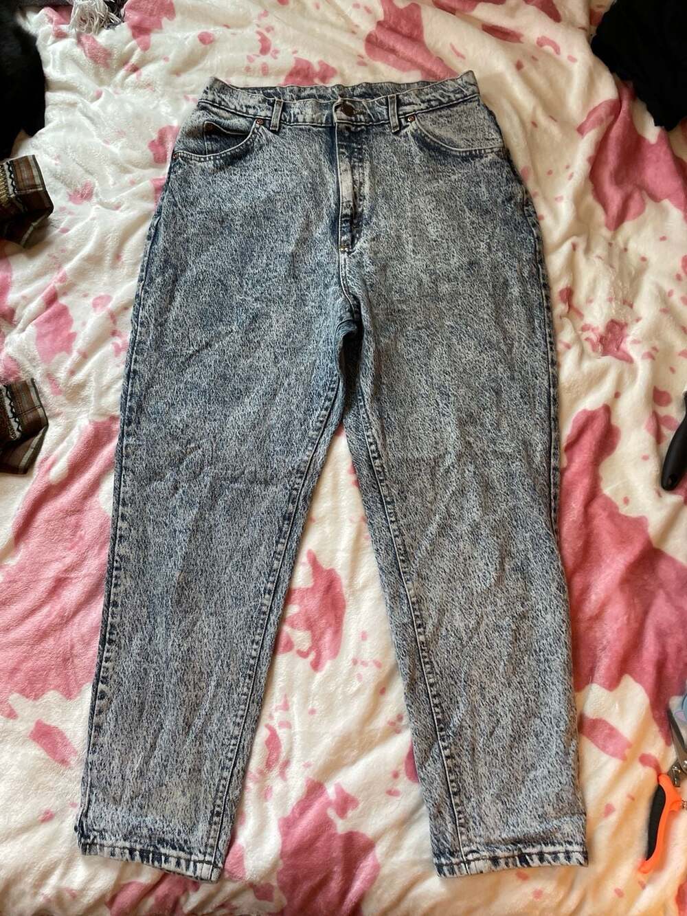 Vintage 80s Lee Riders Acid Wash High Waist Tapered Leg Jeans Made in USA